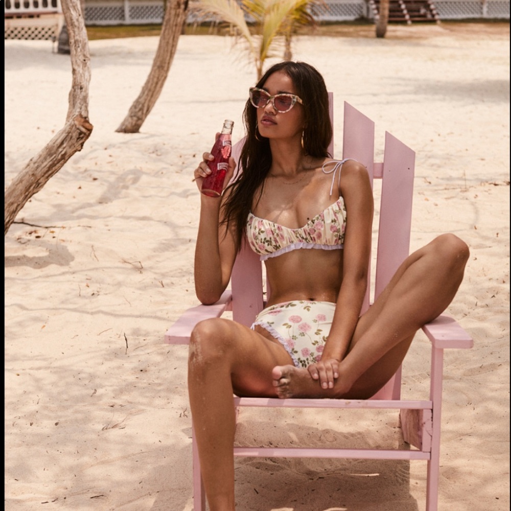 For Love & Lemons Gelato Cream Rose Bikini  🍋